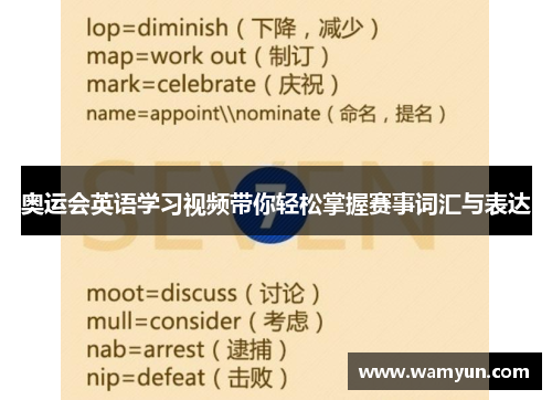 奥运会英语学习视频带你轻松掌握赛事词汇与表达